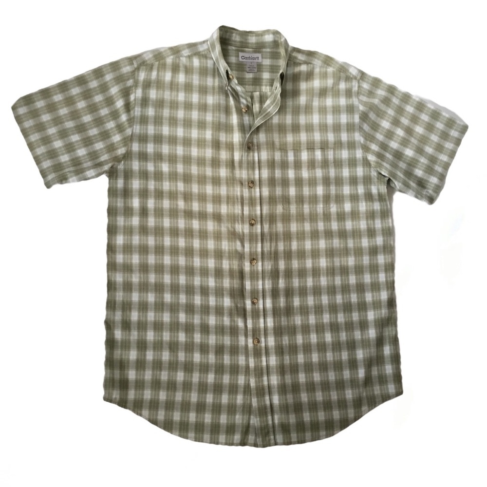 𝅺Carhartt Plaid Short Sleeve Tall Shirt. Sz L